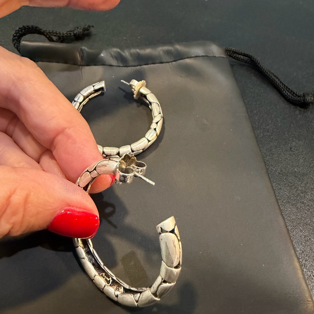 John Hardy Sterling Silver Pebble Kali  Earrings - Picture 4 of 6